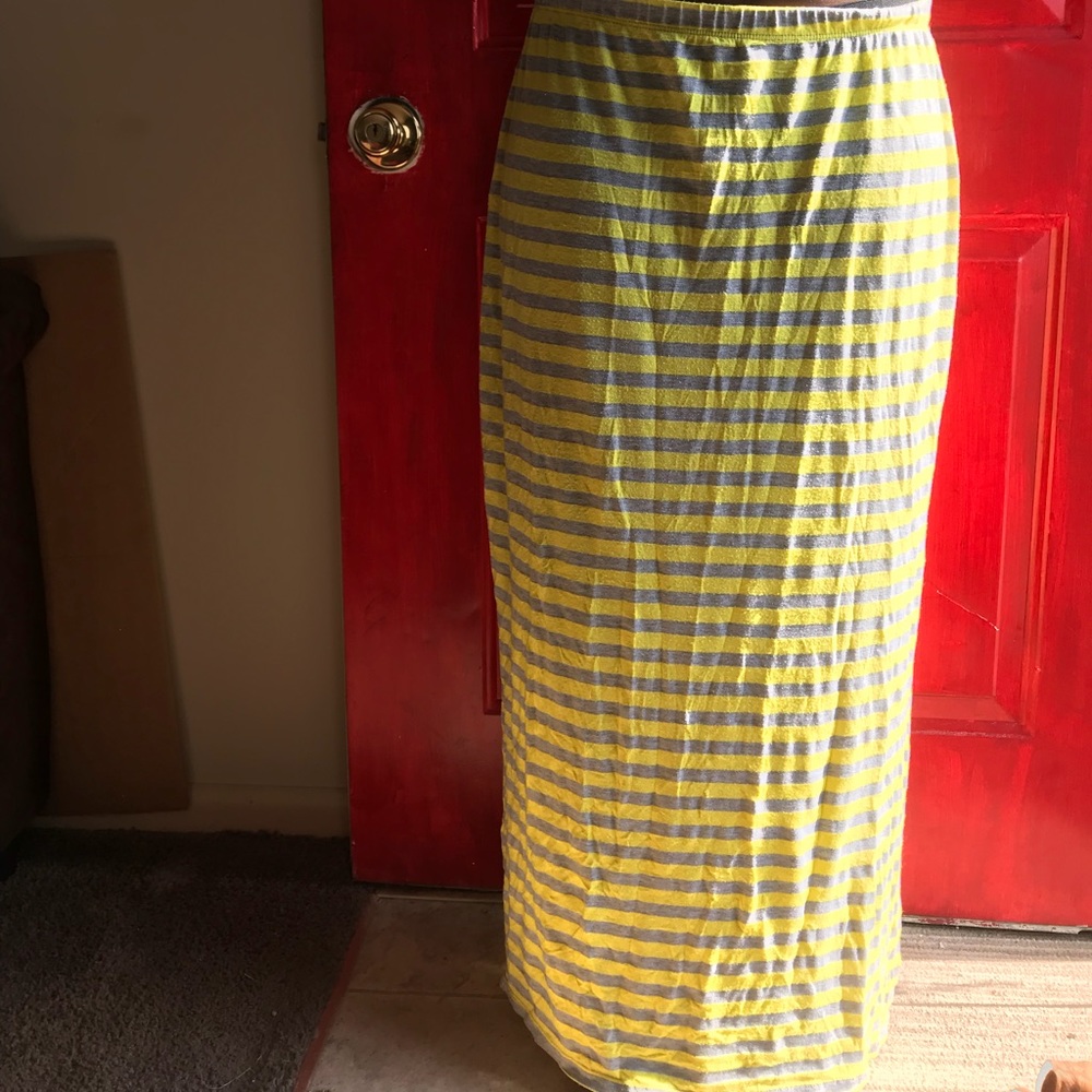 Yellow and Grey Striped Skirt